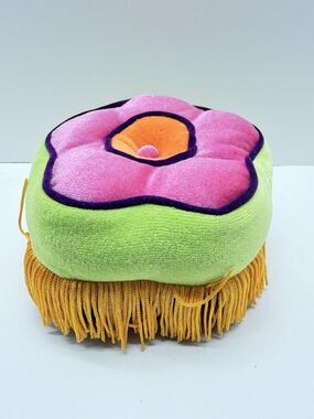 Groovy Girls Plush Toy Furniture Ottoman Footstool Fringes Flower For Dolls 5”